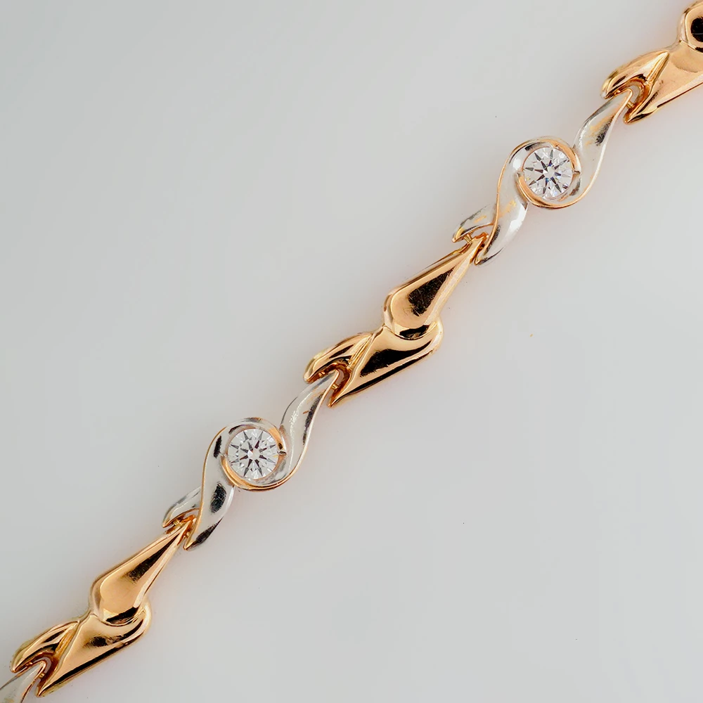 Браслет с фианитом из красного золота 585 пробы