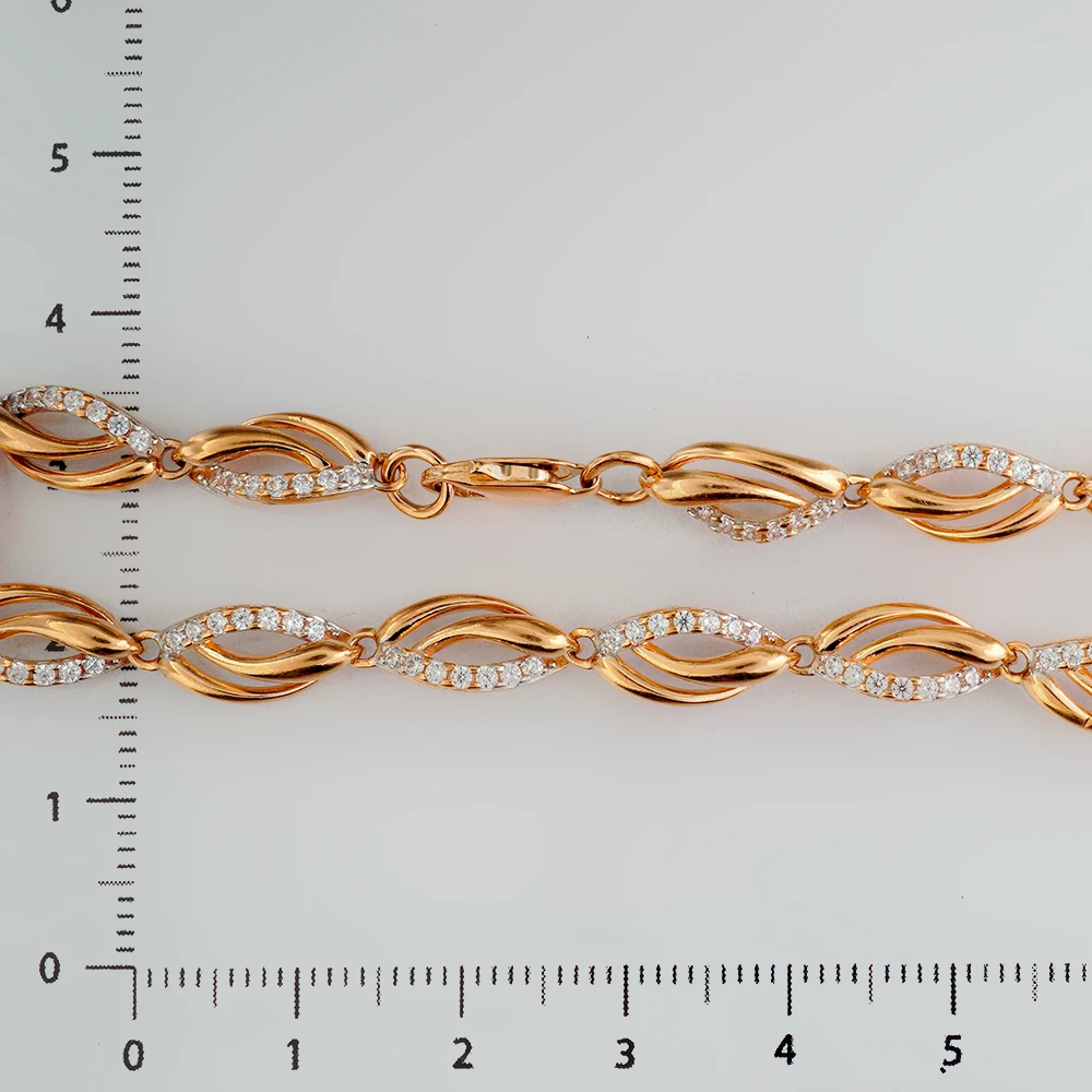 Браслет с фианитом из красного золота 585 пробы