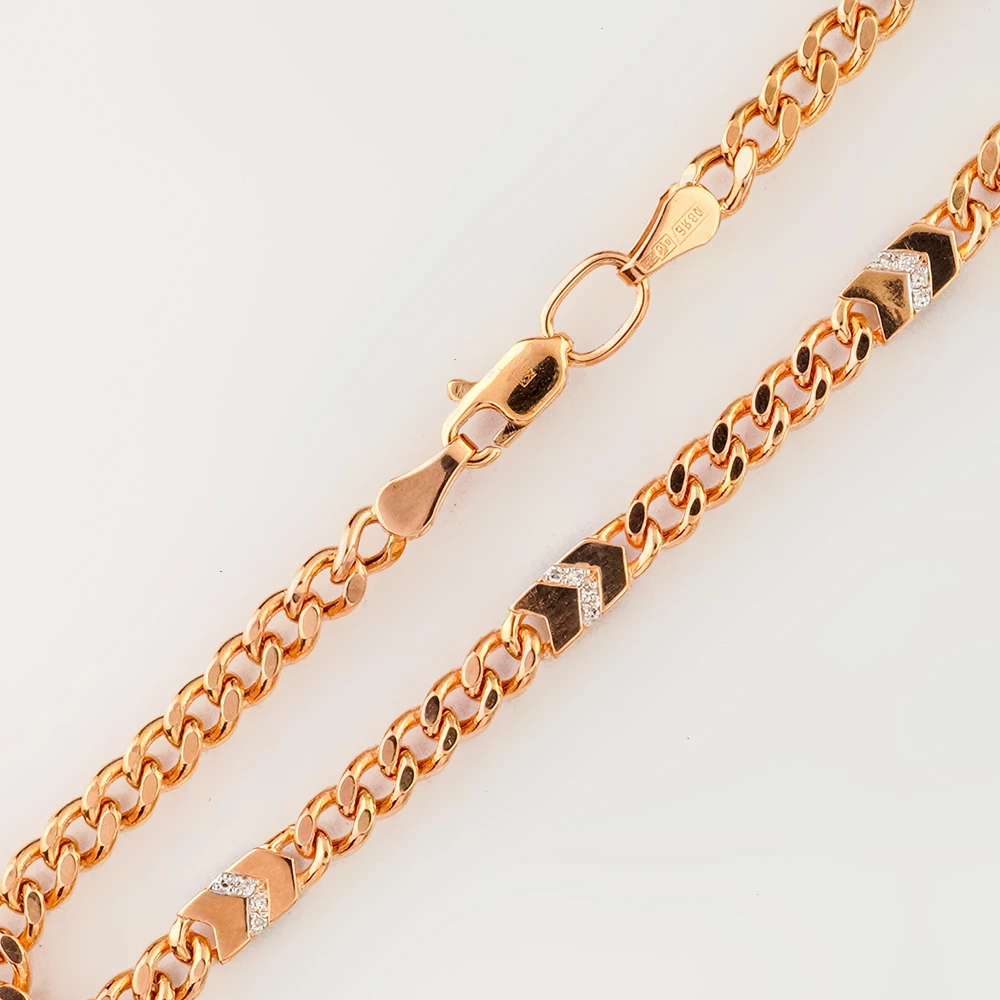 Браслет с бриллиантом из красного золота 585 пробы