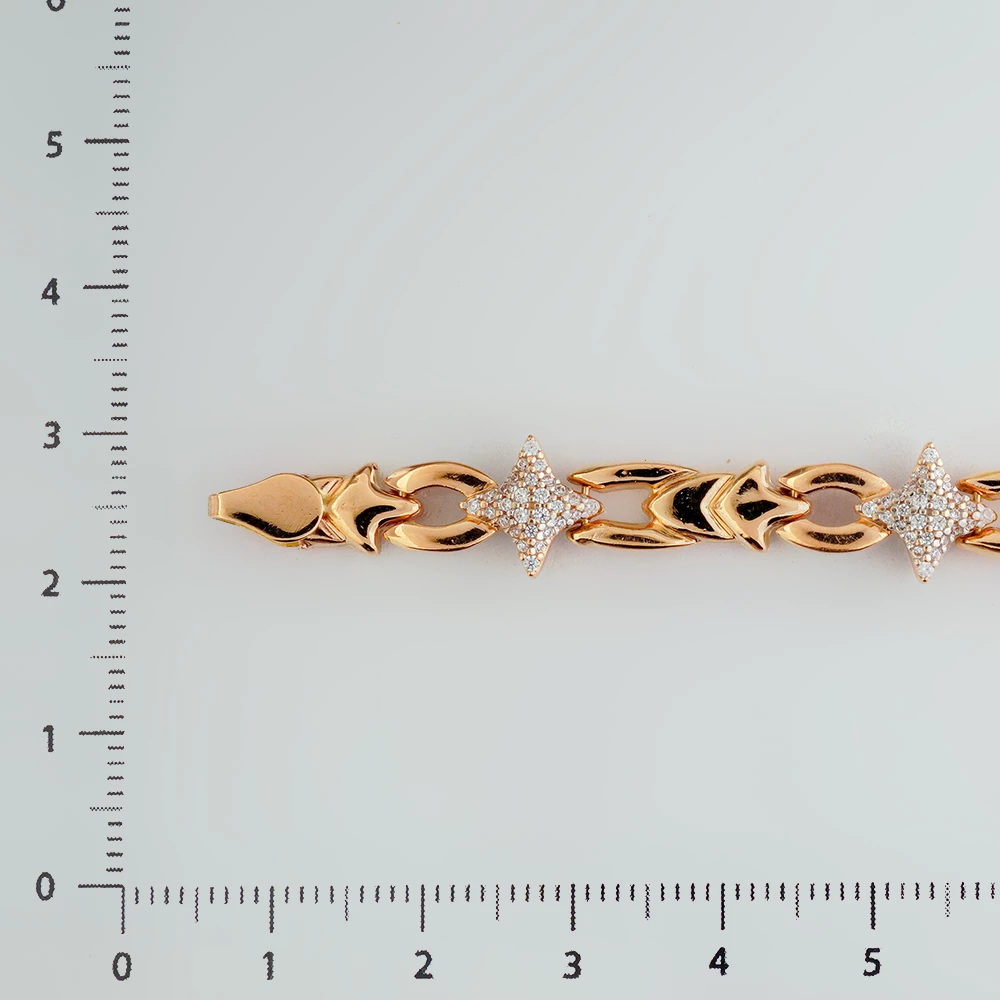 Браслет с фианитом из красного золота 585 пробы