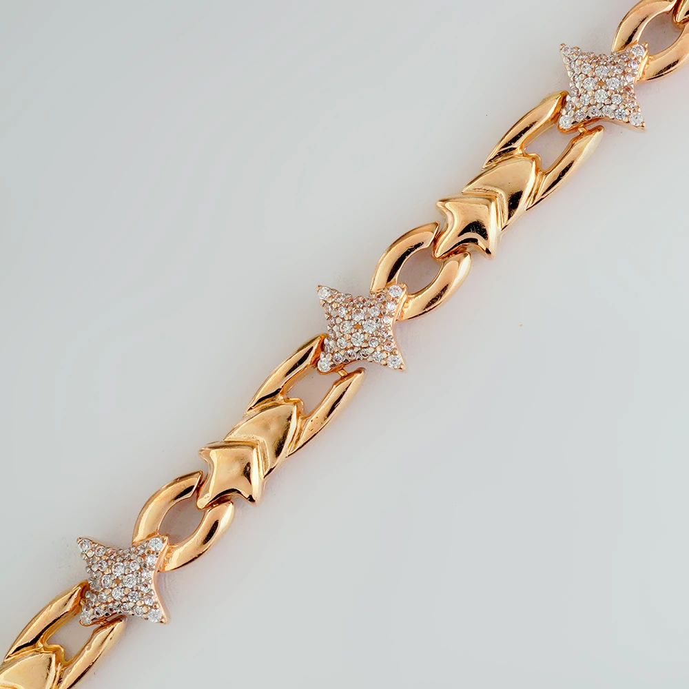 Браслет с фианитом из красного золота 585 пробы