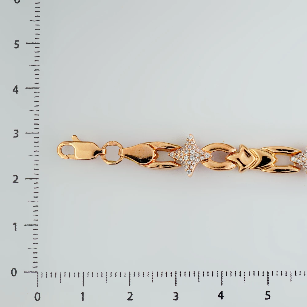 Браслет с фианитом из красного золота 585 пробы