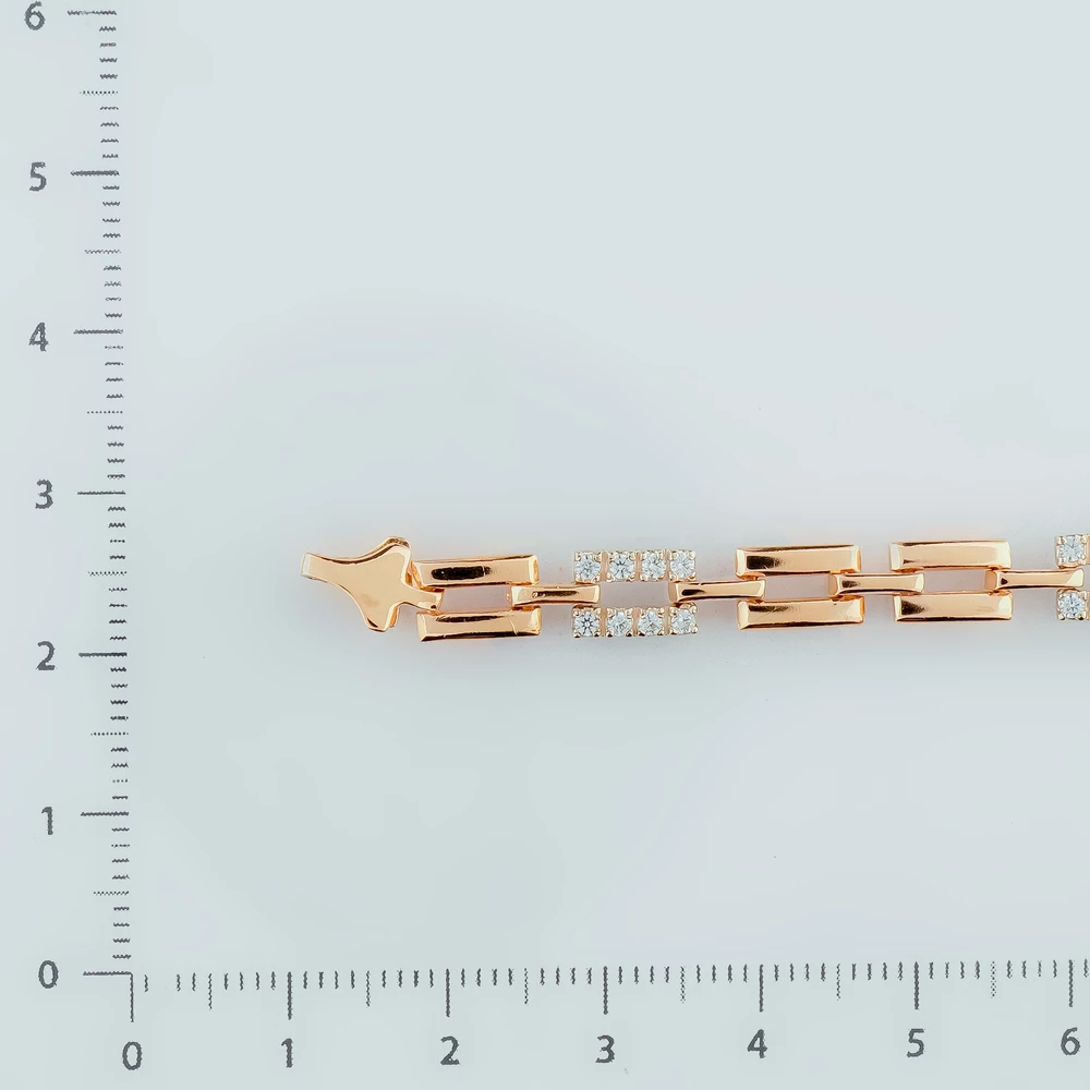 Браслет с фианитом из красного золота 585 пробы