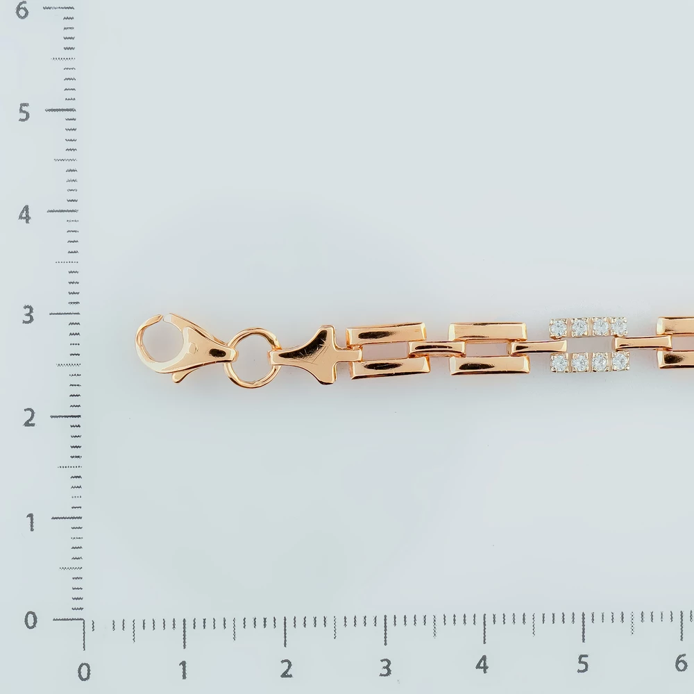 Браслет с фианитом из красного золота 585 пробы