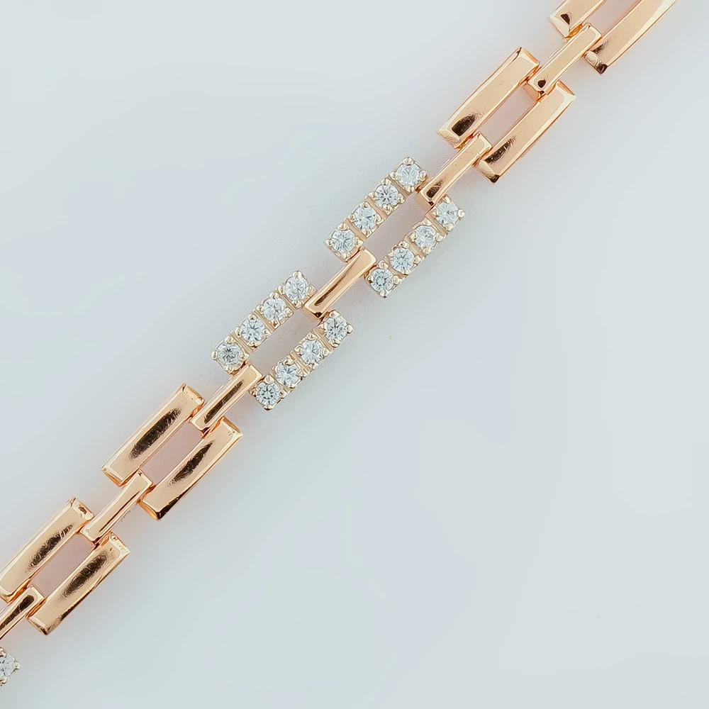 Браслет с фианитом из красного золота 585 пробы