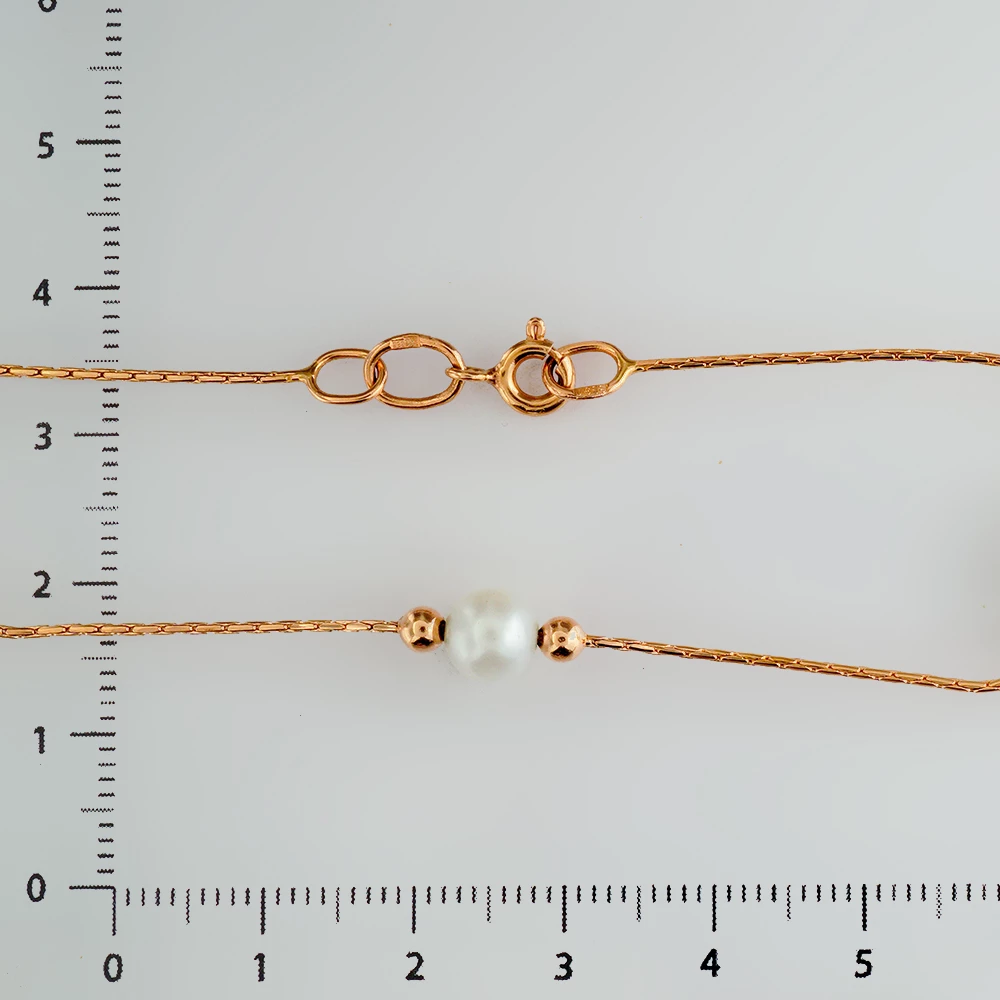 Браслет с культивированным жемчугом из красного золота 585 пробы