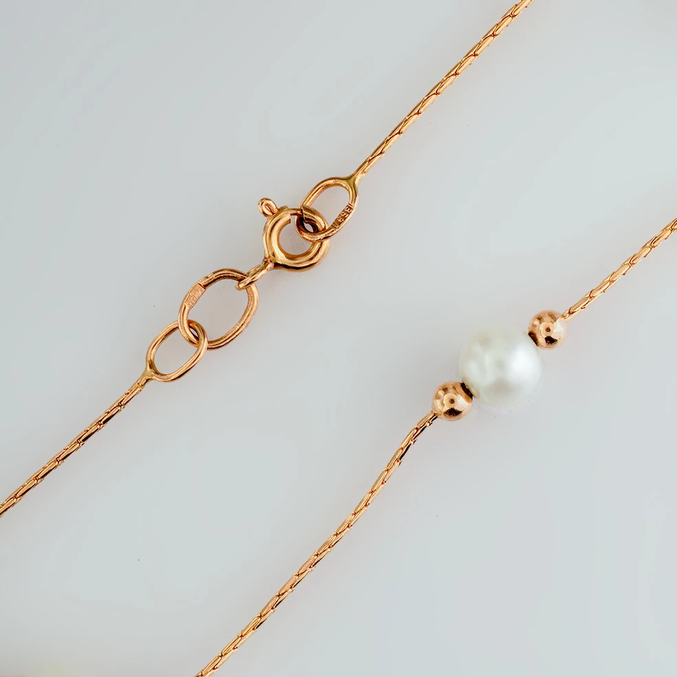 Браслет с культивированным жемчугом из красного золота 585 пробы