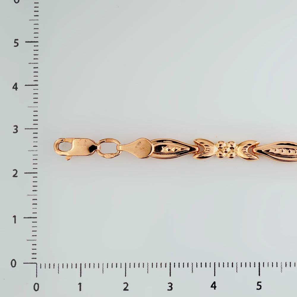 Браслет с фианитом из красного золота 585 пробы