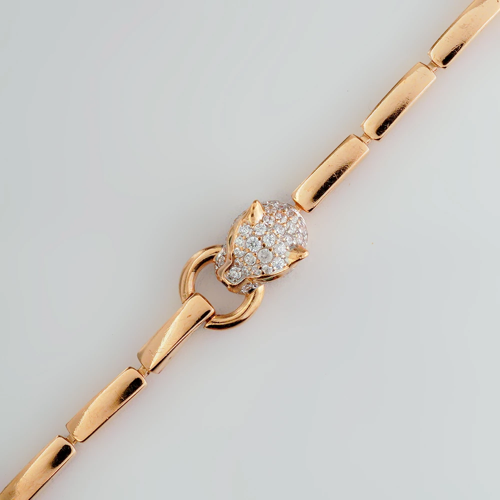 Браслет с фианитом из красного золота 585 пробы