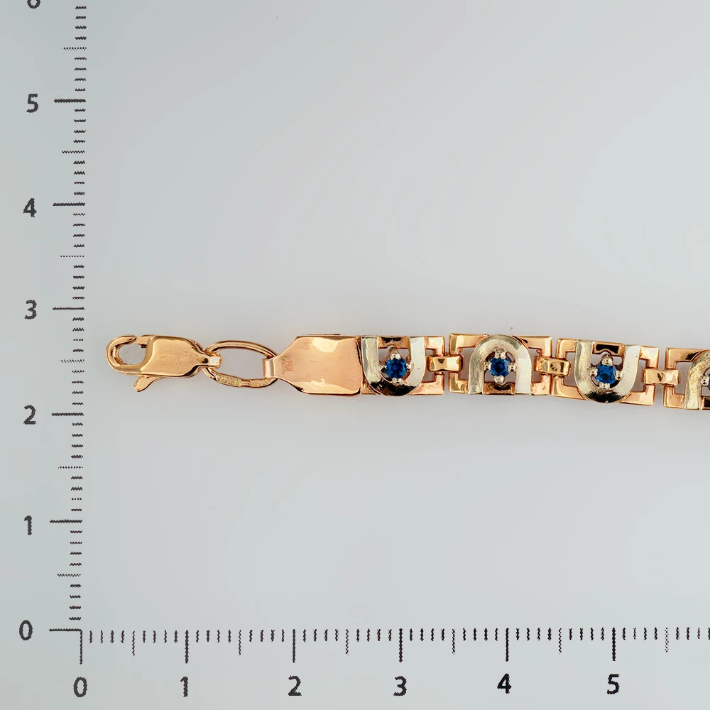 Браслет с сапфиром синтетическим из красного золота 585 пробы