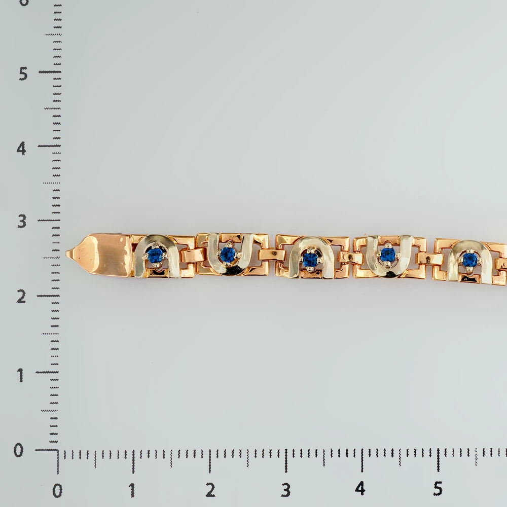 Браслет с сапфиром синтетическим из красного золота 585 пробы