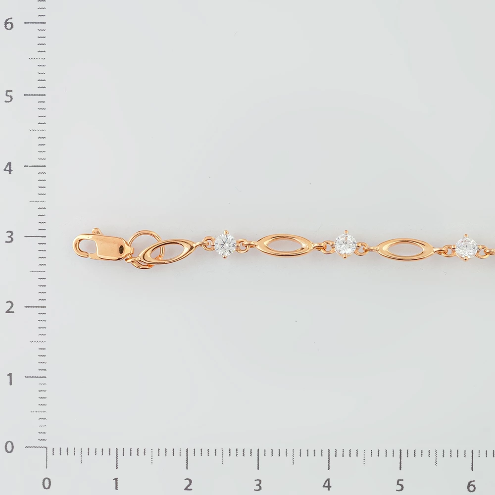 Браслет с фианитом из красного золота 585 пробы