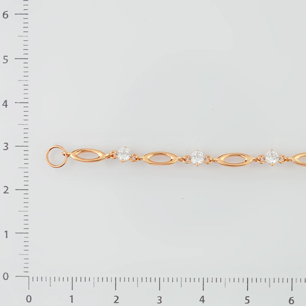 Браслет с фианитом из красного золота 585 пробы