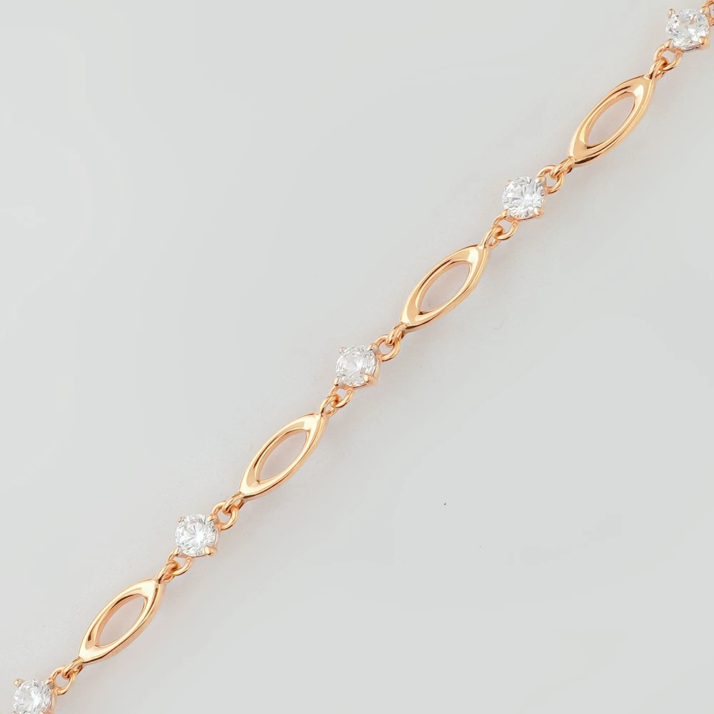 Браслет с фианитом из красного золота 585 пробы