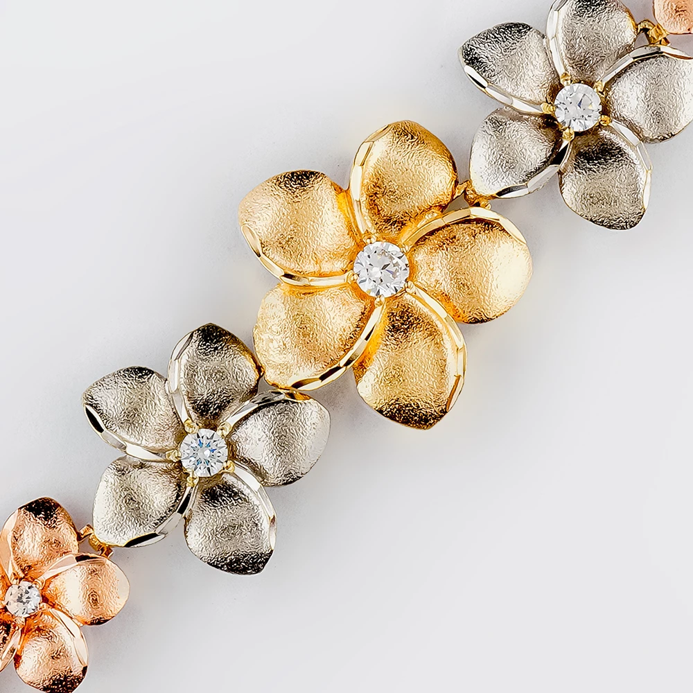 Браслет с фианитом из желтого золота 585 пробы