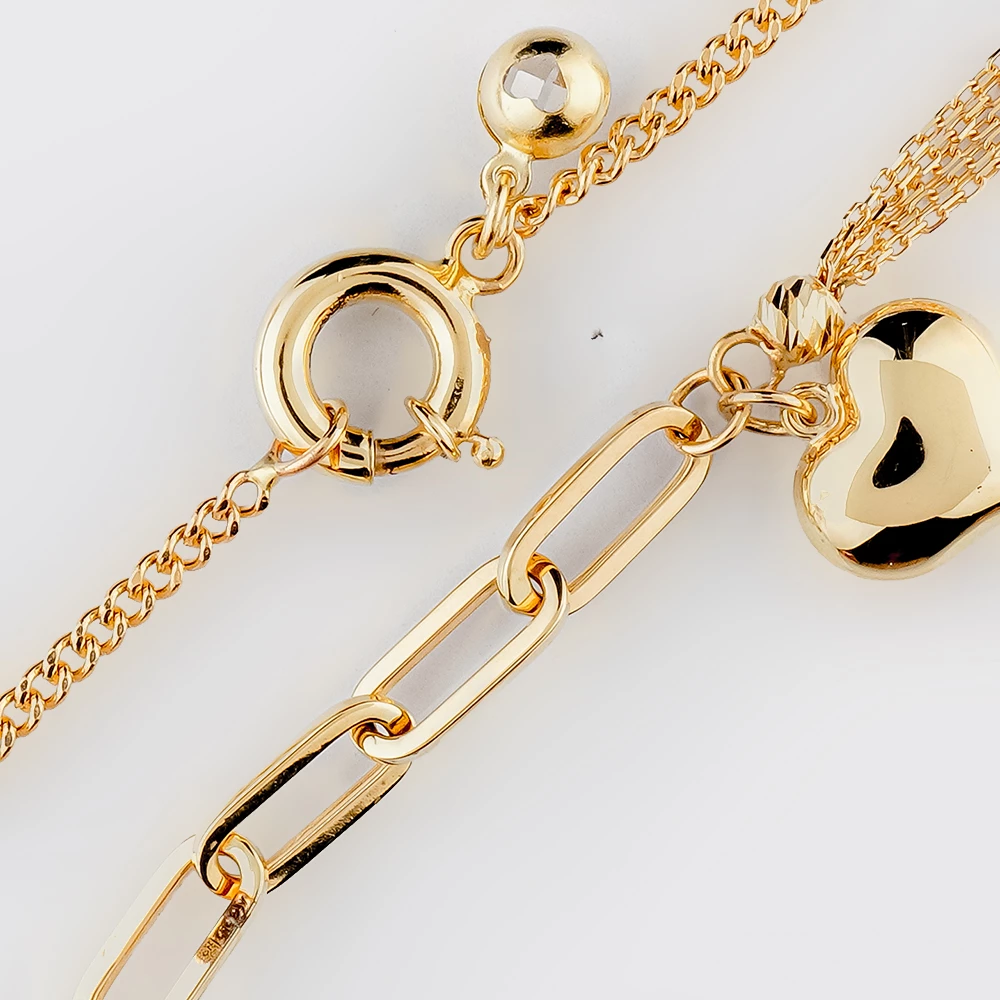 Браслет с фианитом из желтого золота 585 пробы