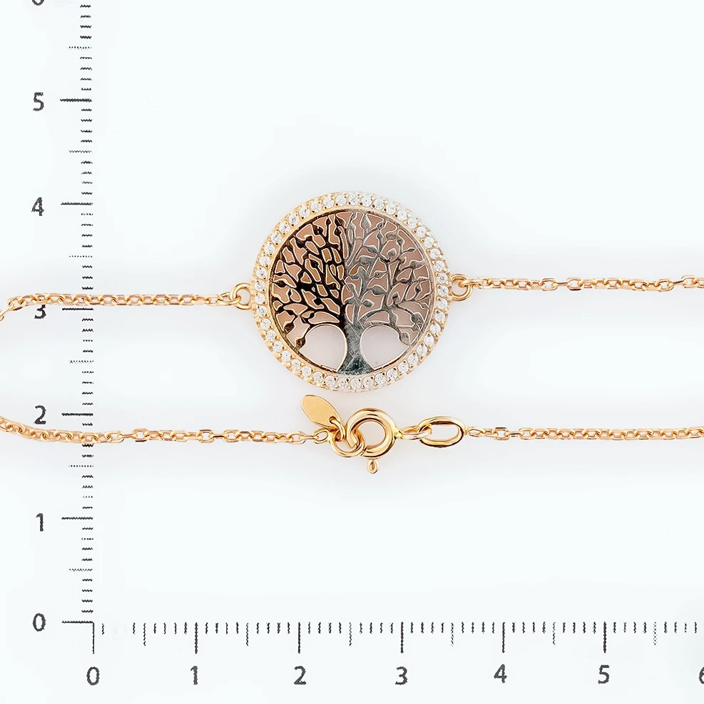 Браслет с фианитом из красного золота 585 пробы