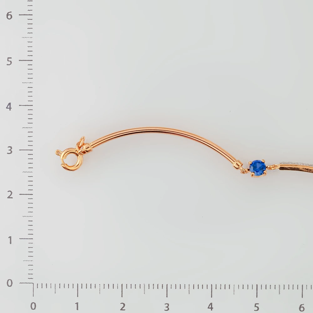 Браслет с сапфиром синтетическим из красного золота 585 пробы