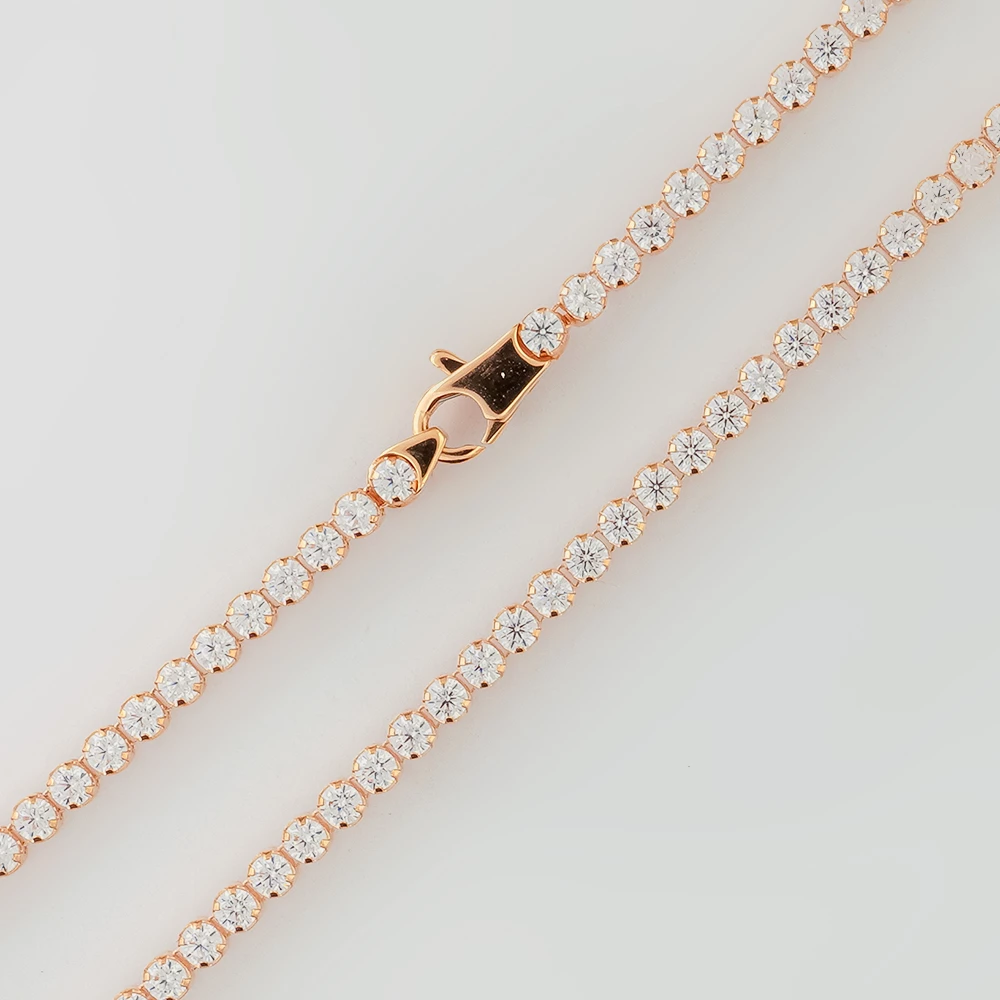 Браслет с фианитом из красного золота 585 пробы