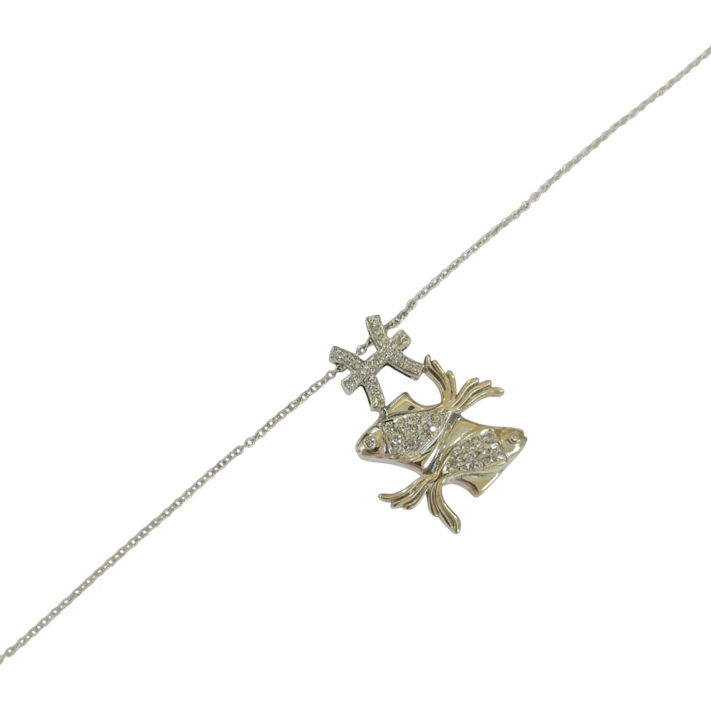 Колье с бриллиантом из белого золота 750 пробы