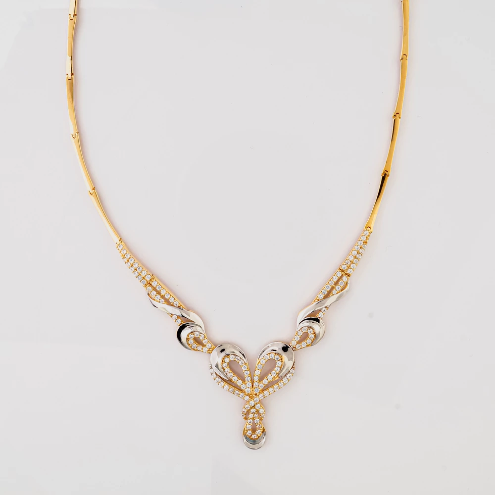 Колье с фианитом из желтого золота 585 пробы