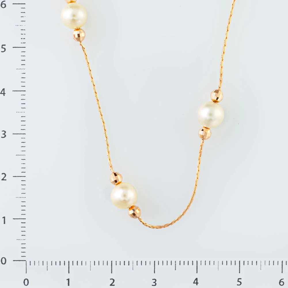 Колье с культивированным жемчугом из красного золота 585 пробы