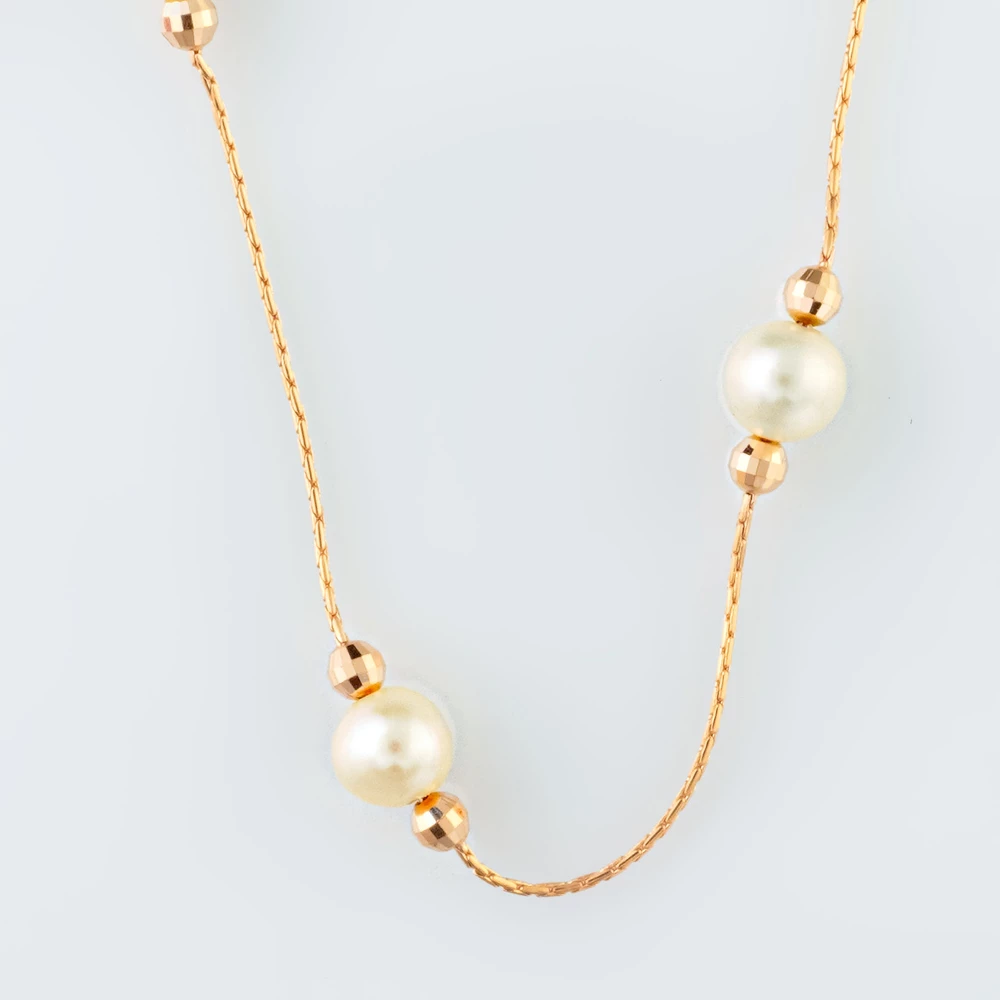 Колье с культивированным жемчугом из красного золота 585 пробы
