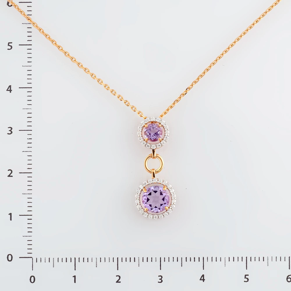 Колье с аметистом из красного золота 585 пробы
