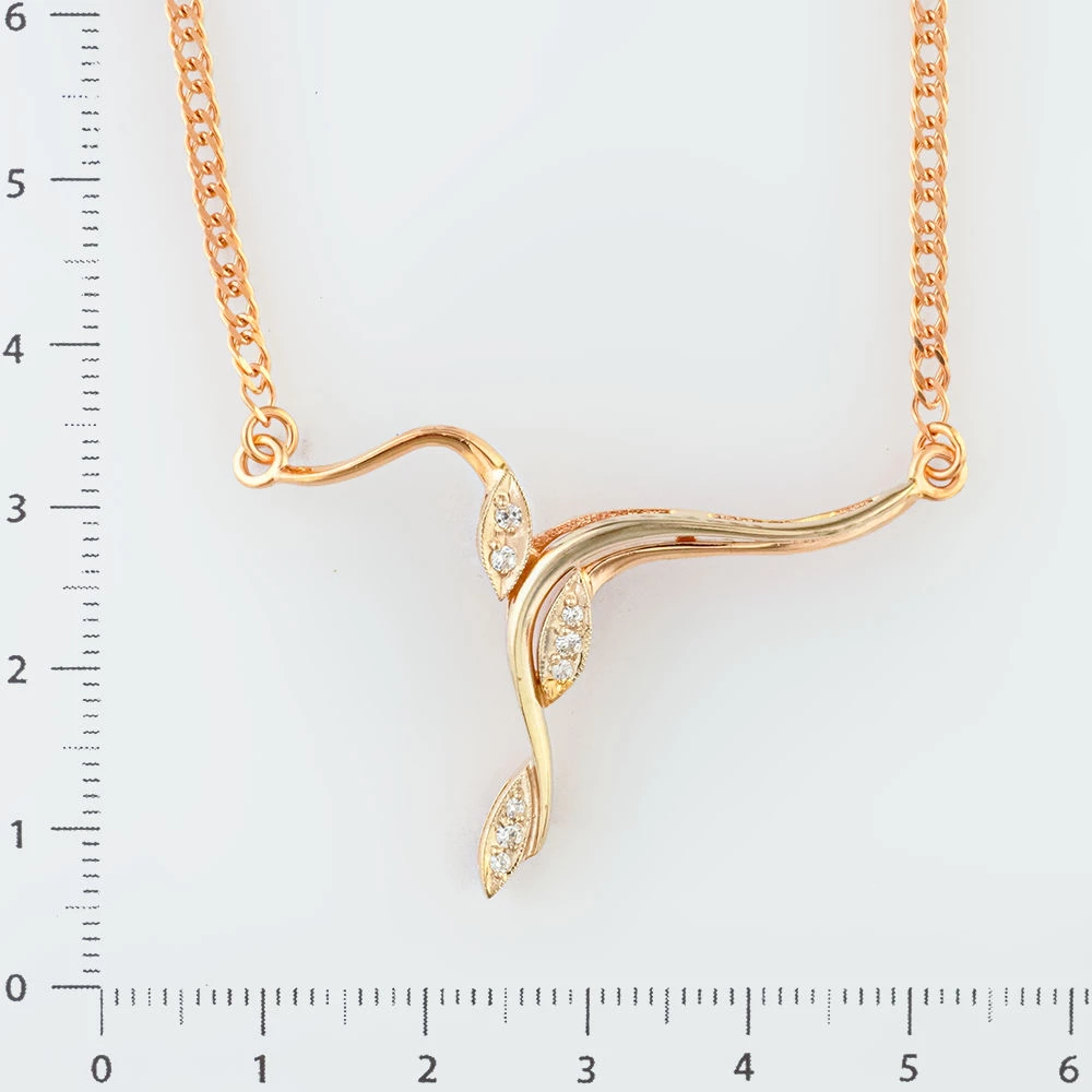 Колье с фианитом из красного золота 585 пробы