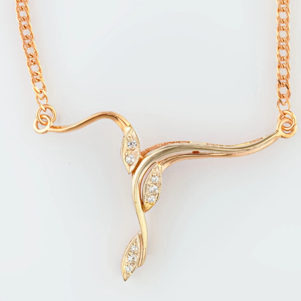 Колье с фианитом из красного золота 585 пробы