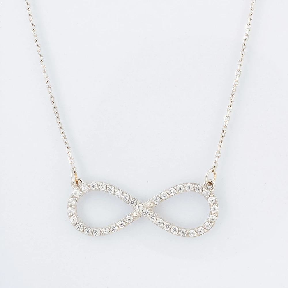 Колье с фианитом из белого золота 585 пробы