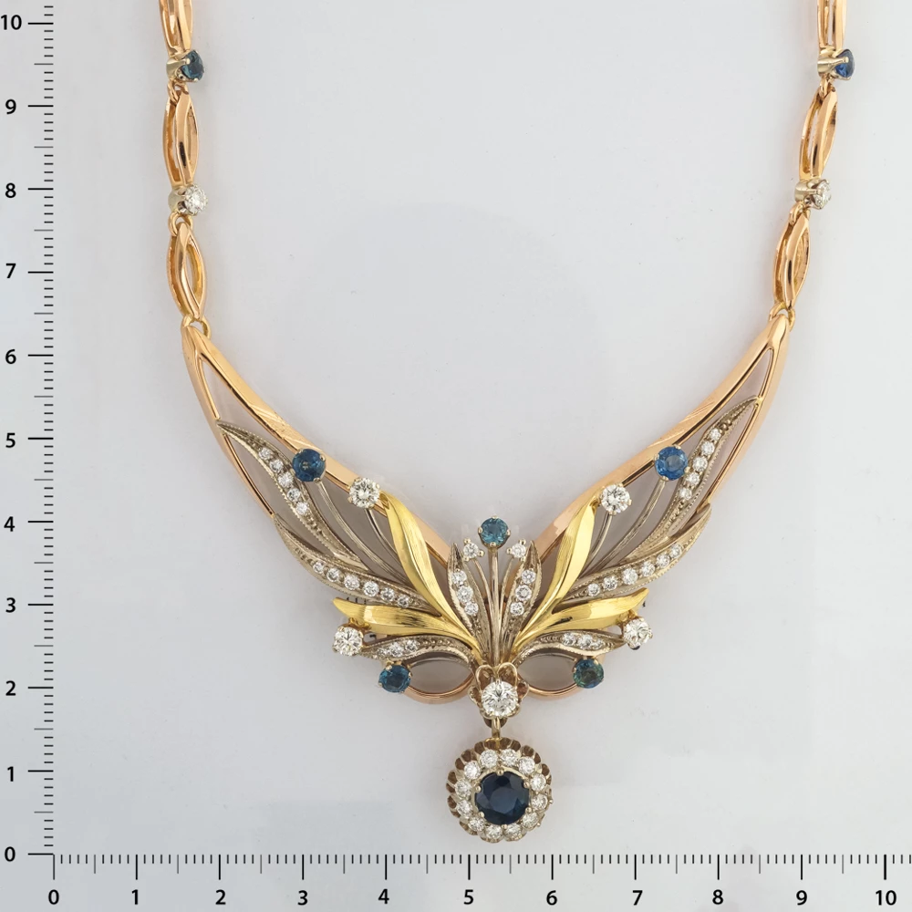 Колье с сапфиром из красного золота 585 пробы