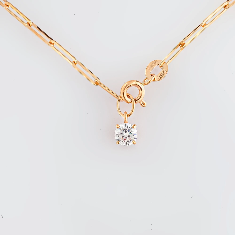 Колье с фианитом из красного золота 585 пробы