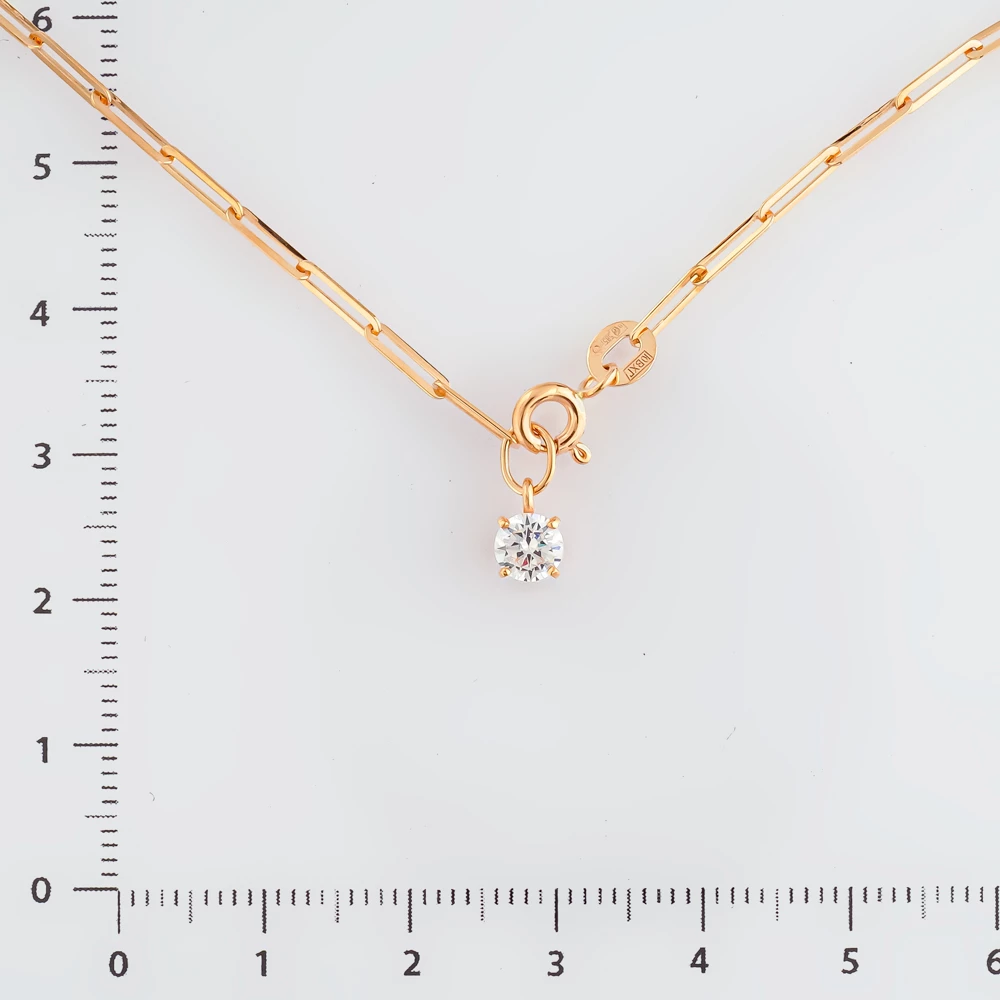 Колье с фианитом из красного золота 585 пробы