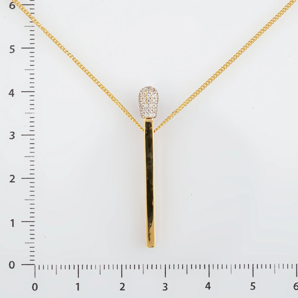 Колье с фианитом из желтого золота 585 пробы