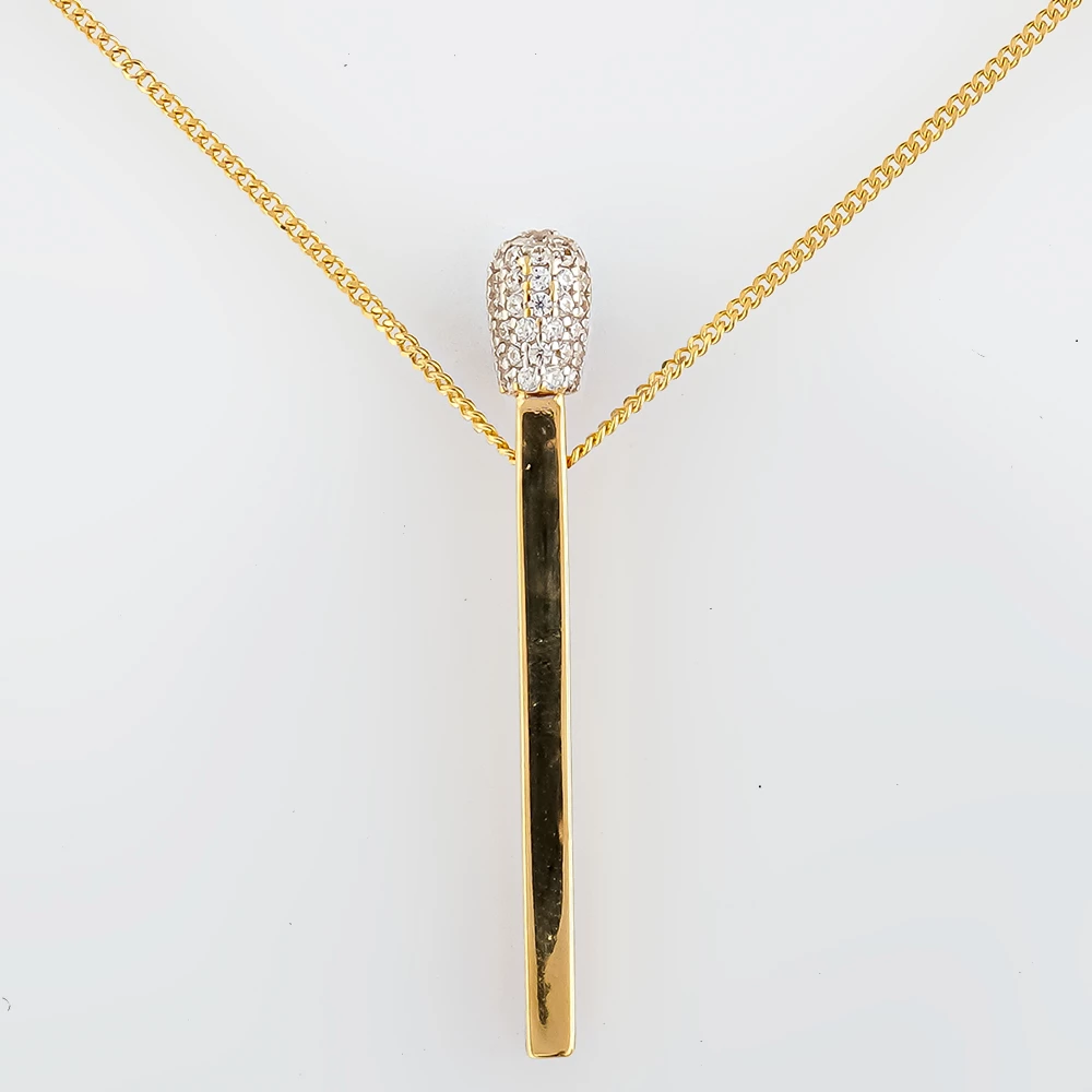 Колье с фианитом из желтого золота 585 пробы