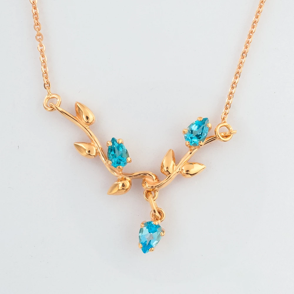 Колье с топазом из красного золота 585 пробы