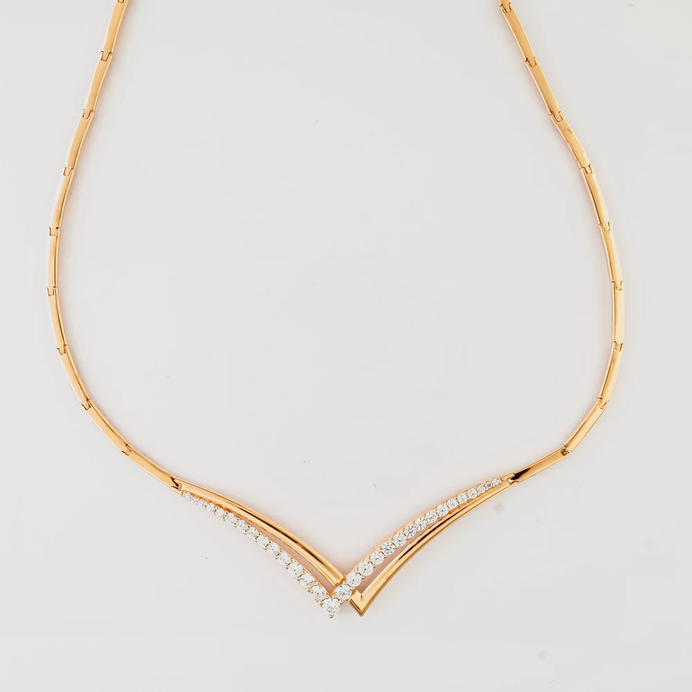 Колье с фианитом из красного золота 585 пробы