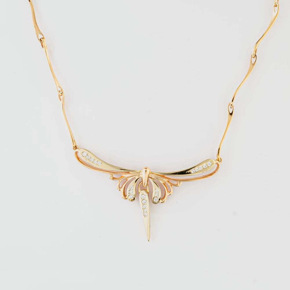 Колье с фианитом из красного золота 585 пробы