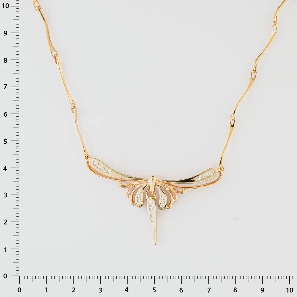 Колье с фианитом из красного золота 585 пробы