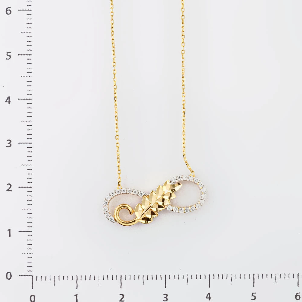 Колье с фианитом из желтого золота 585 пробы