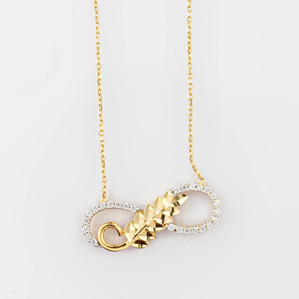 Колье с фианитом из желтого золота 585 пробы