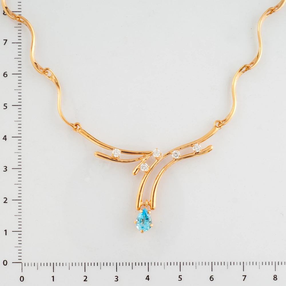 Колье с топазом из красного золота 585 пробы