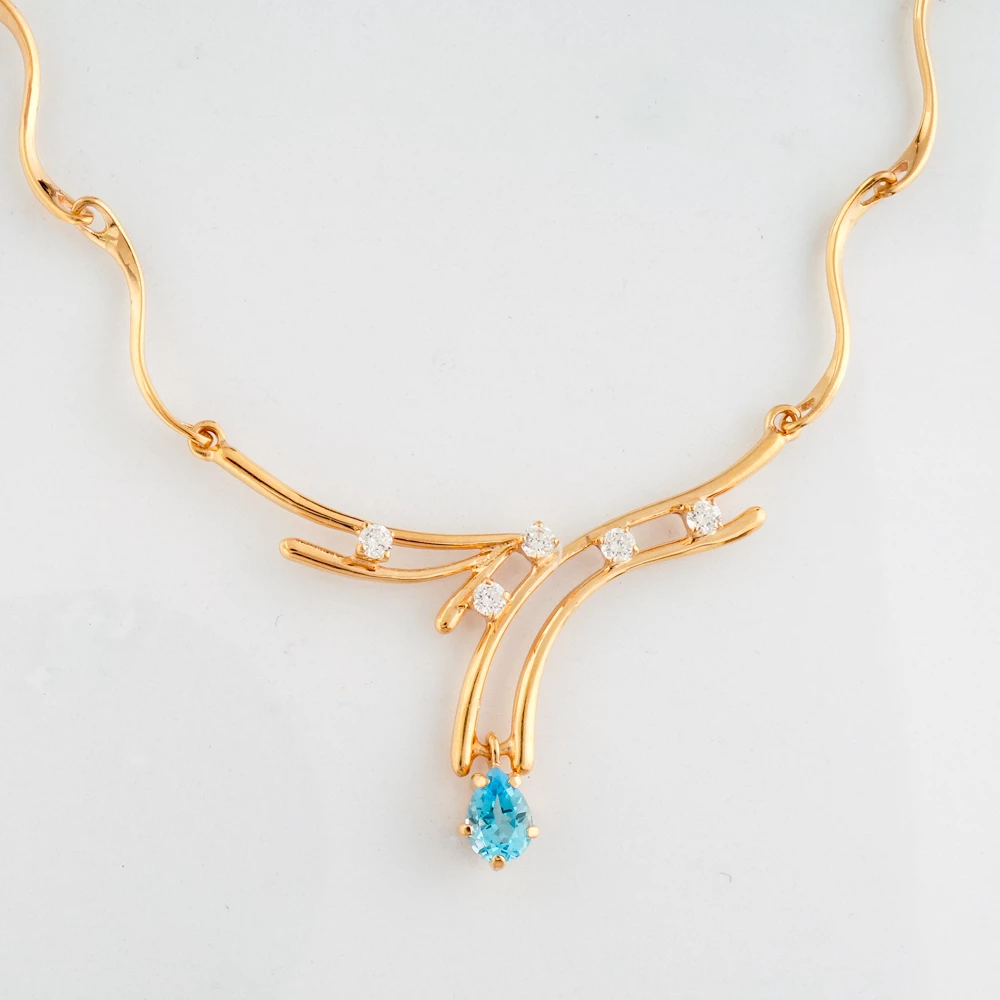 Колье с топазом из красного золота 585 пробы