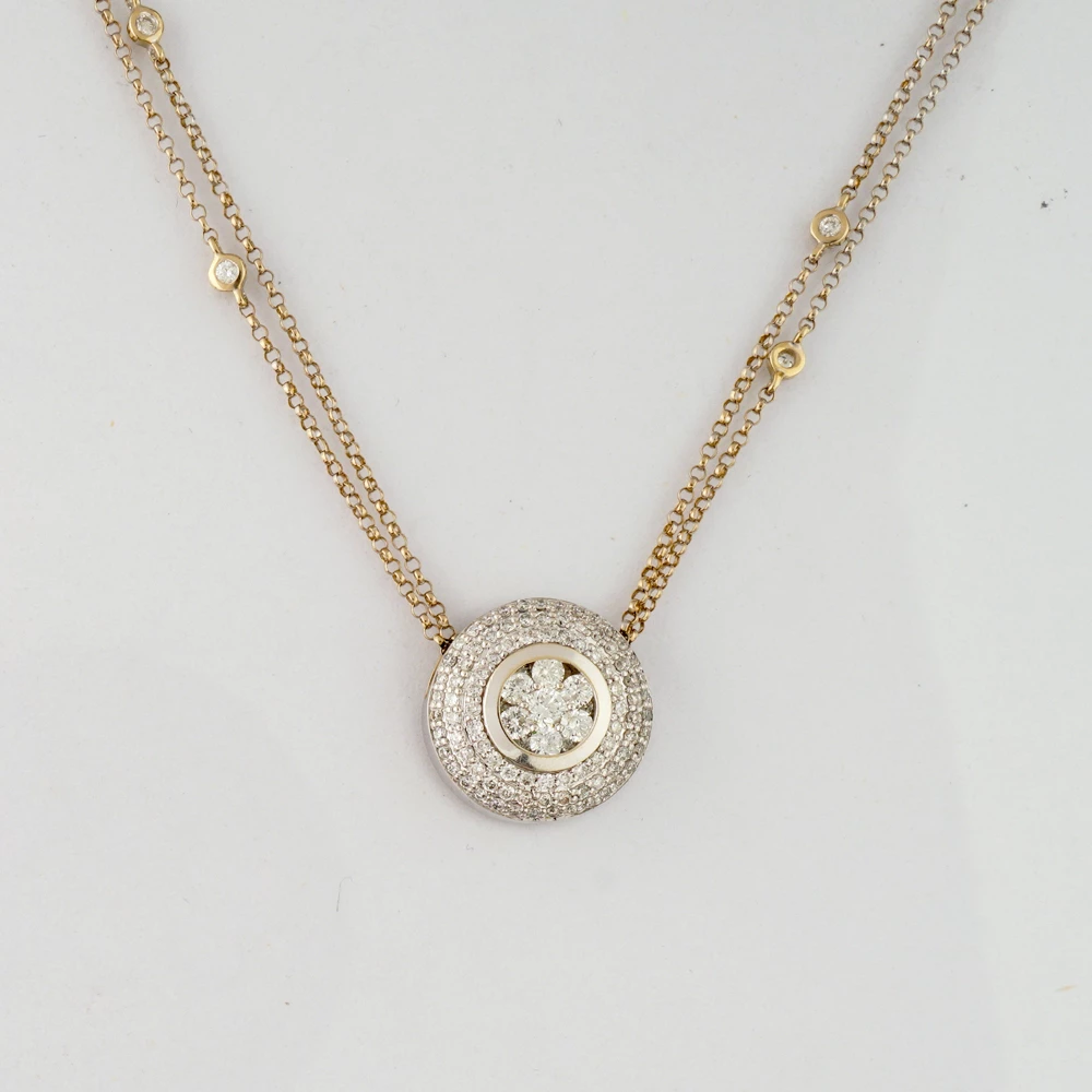 Колье с бриллиантом из белого золота 585 пробы