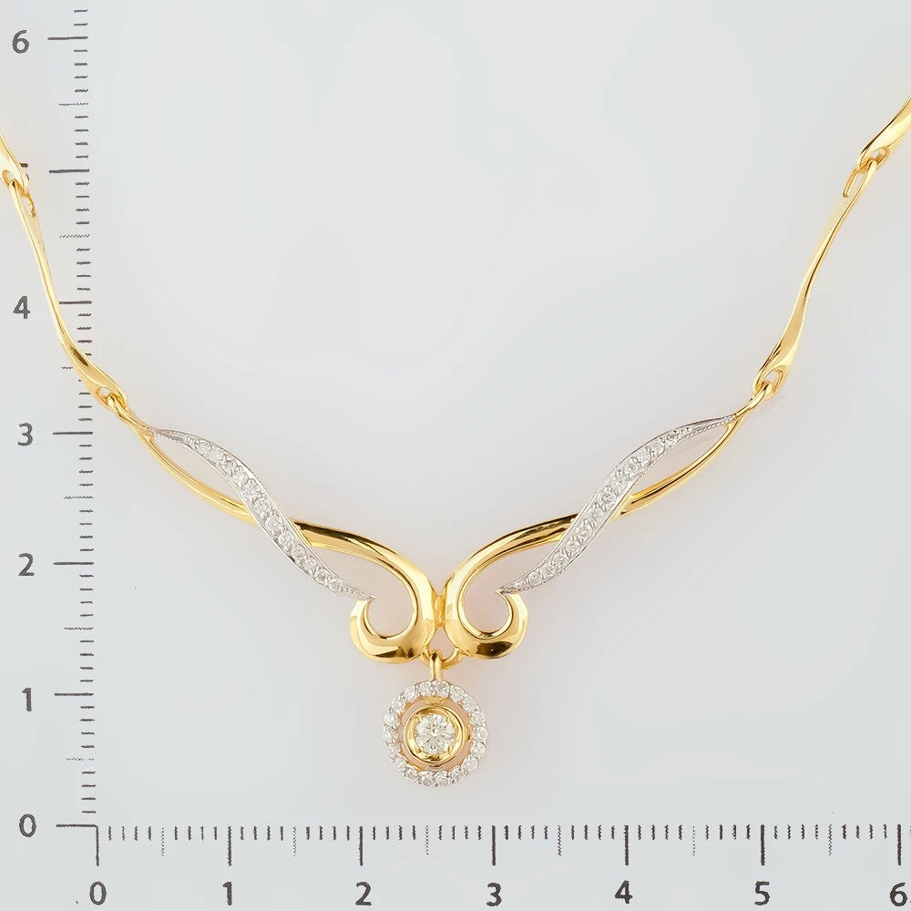 Колье с бриллиантом из желтого золота 585 пробы