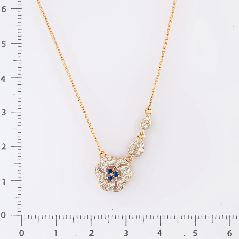 Колье с сапфиром из красного золота 585 пробы