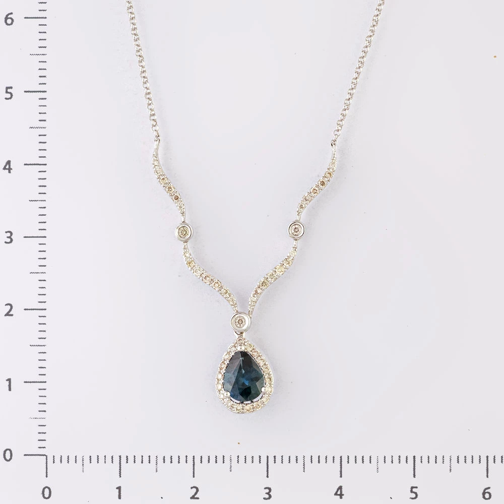 Колье с сапфиром из желтого золота 585 пробы