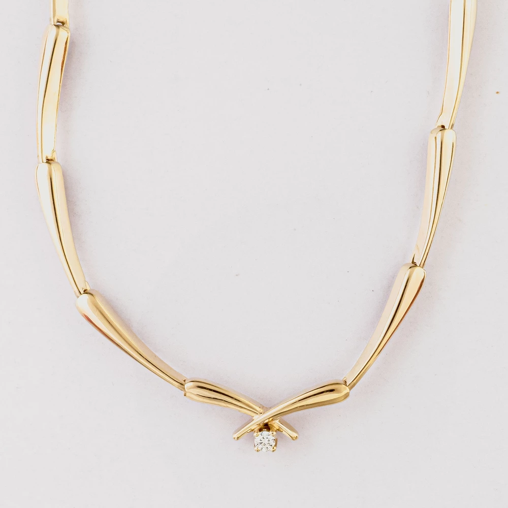 Колье с бриллиантом из белого золота 585 пробы