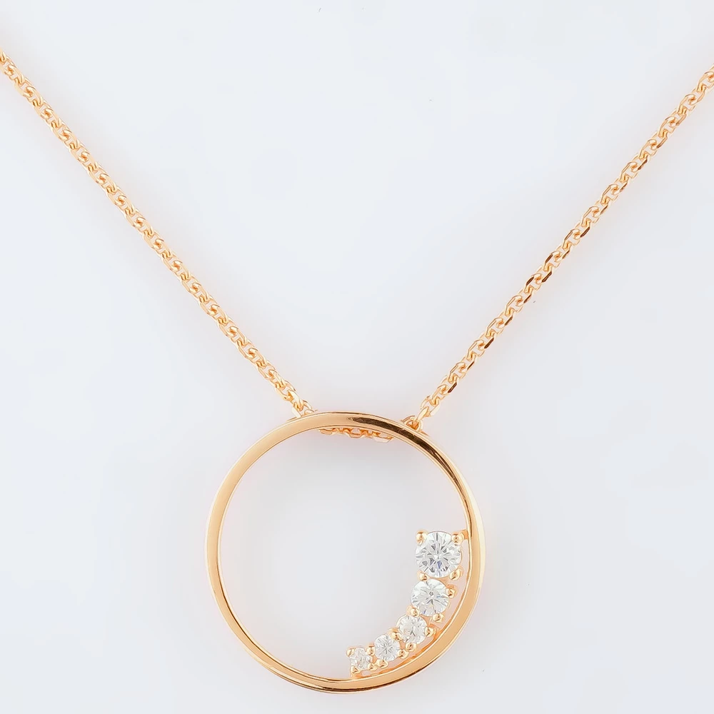 Колье с фианитом из красного золота 585 пробы